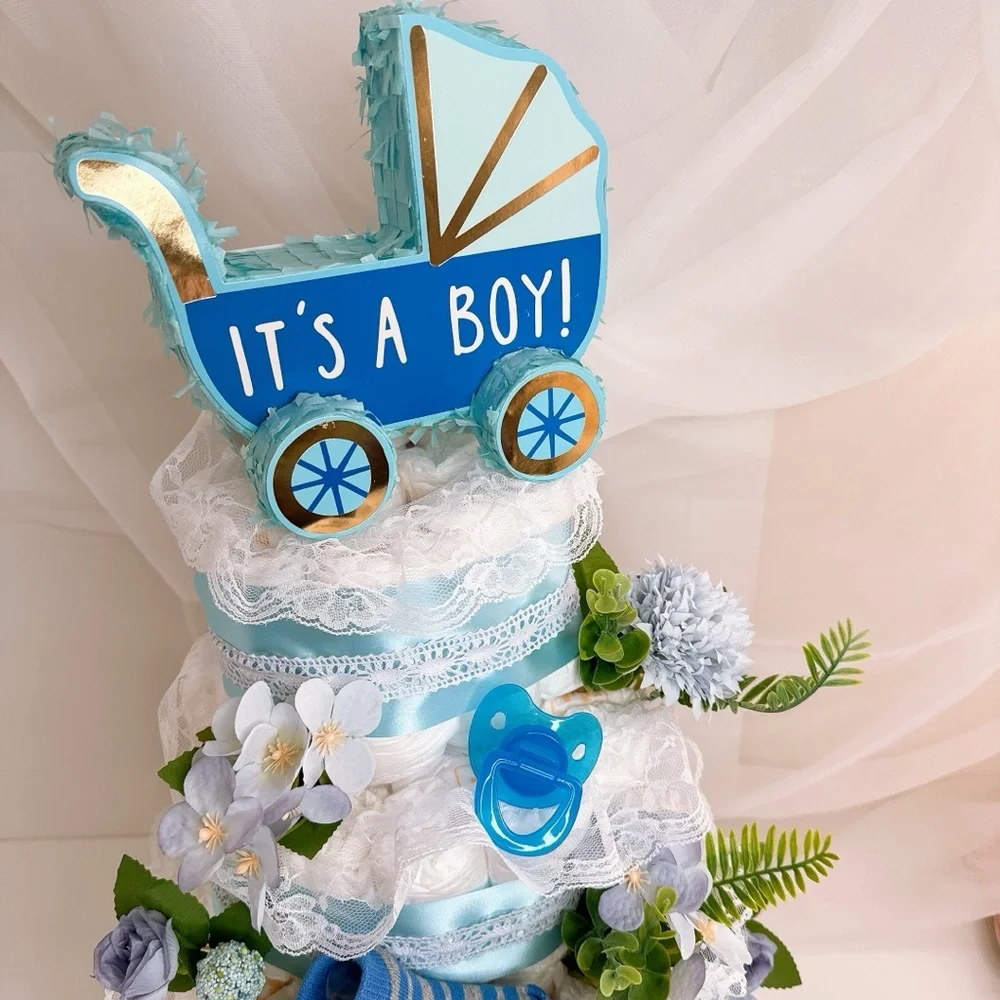Baby Boy Diaper Cake, Baby Shower Gift
